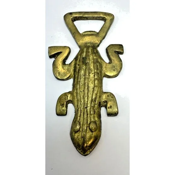 Lizard Solid Brass Bottle Can Opener Beer Soda Vintage Collectable Reptile 4 In - Picture 1 of 6